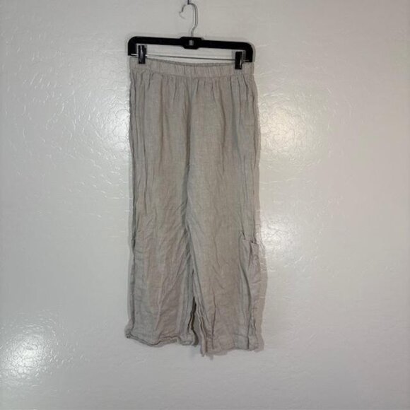 Bryn Walker Pants Womens Small Linen Cargo Elastic Waist Cropped Pockets USA - Picture 1 of 10